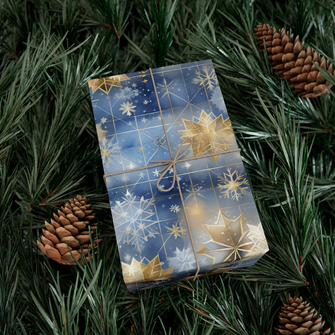 Golden Snowflake In The Sky Gift Wrap Papers