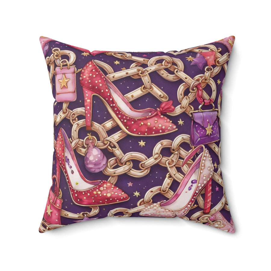 Yumigara Throw PIllow with Stilleto Heels and Small Purse Key Chains