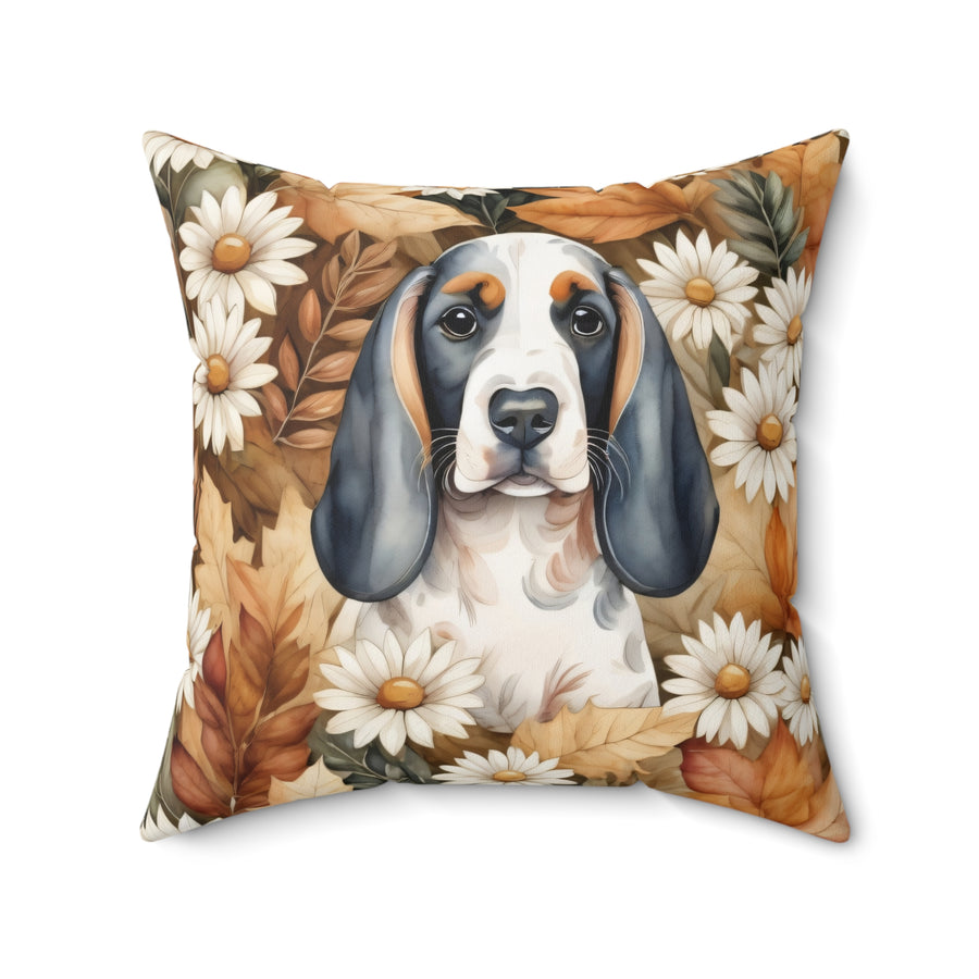 Basset Hound In The Meadow of Autumn Daisies Pillow