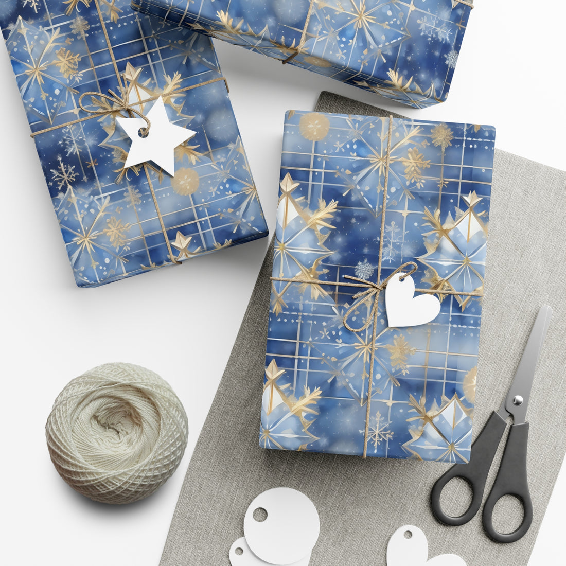 Gold Blue Magical Holiday Gift Wrap Papers