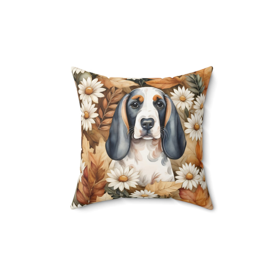 Basset Hound In The Meadow of Autumn Daisies Pillow