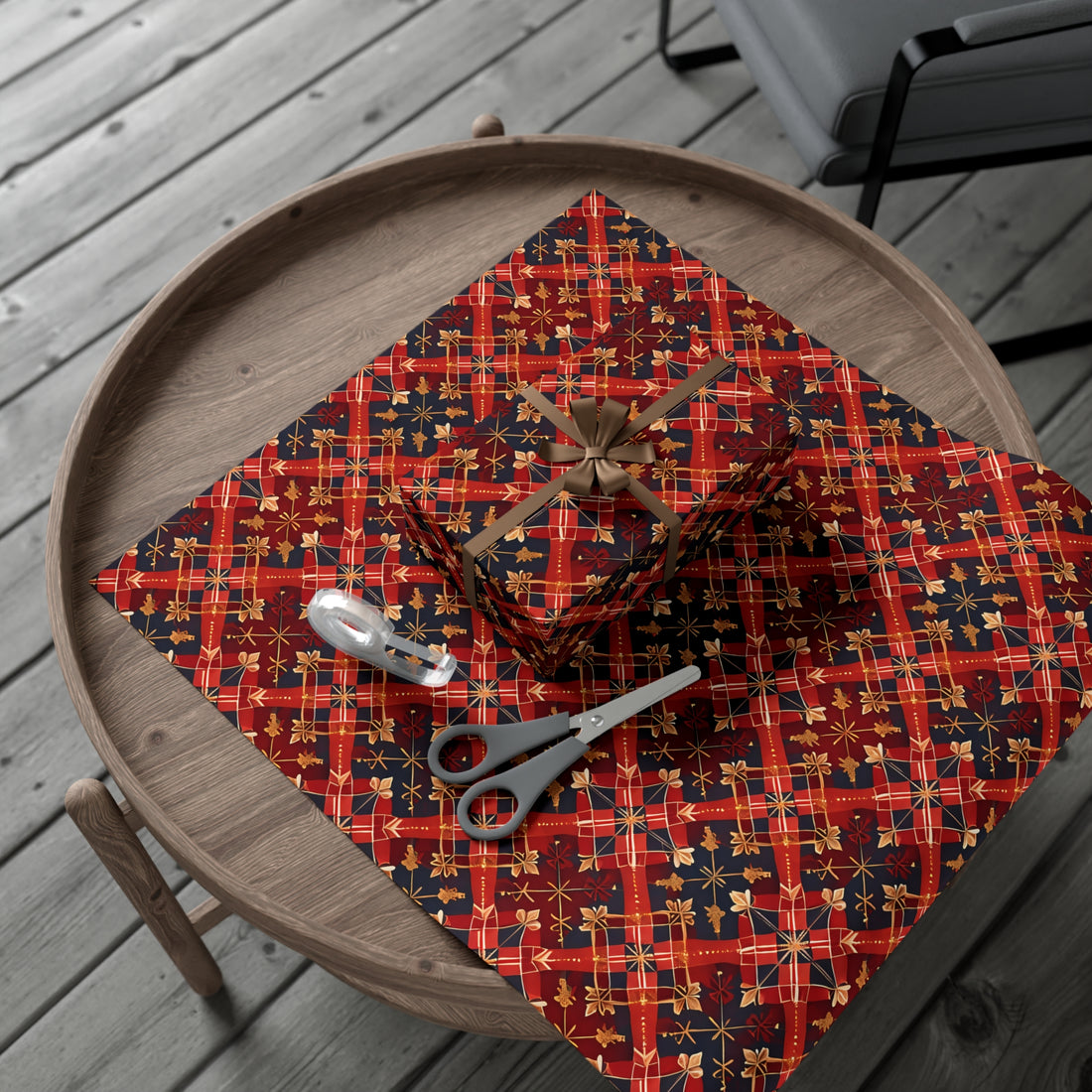Ethnic Red Gold Gift Wrap Papers