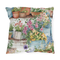 Rustic Cottage Garden With Wildflowers Outdoor Pillow
