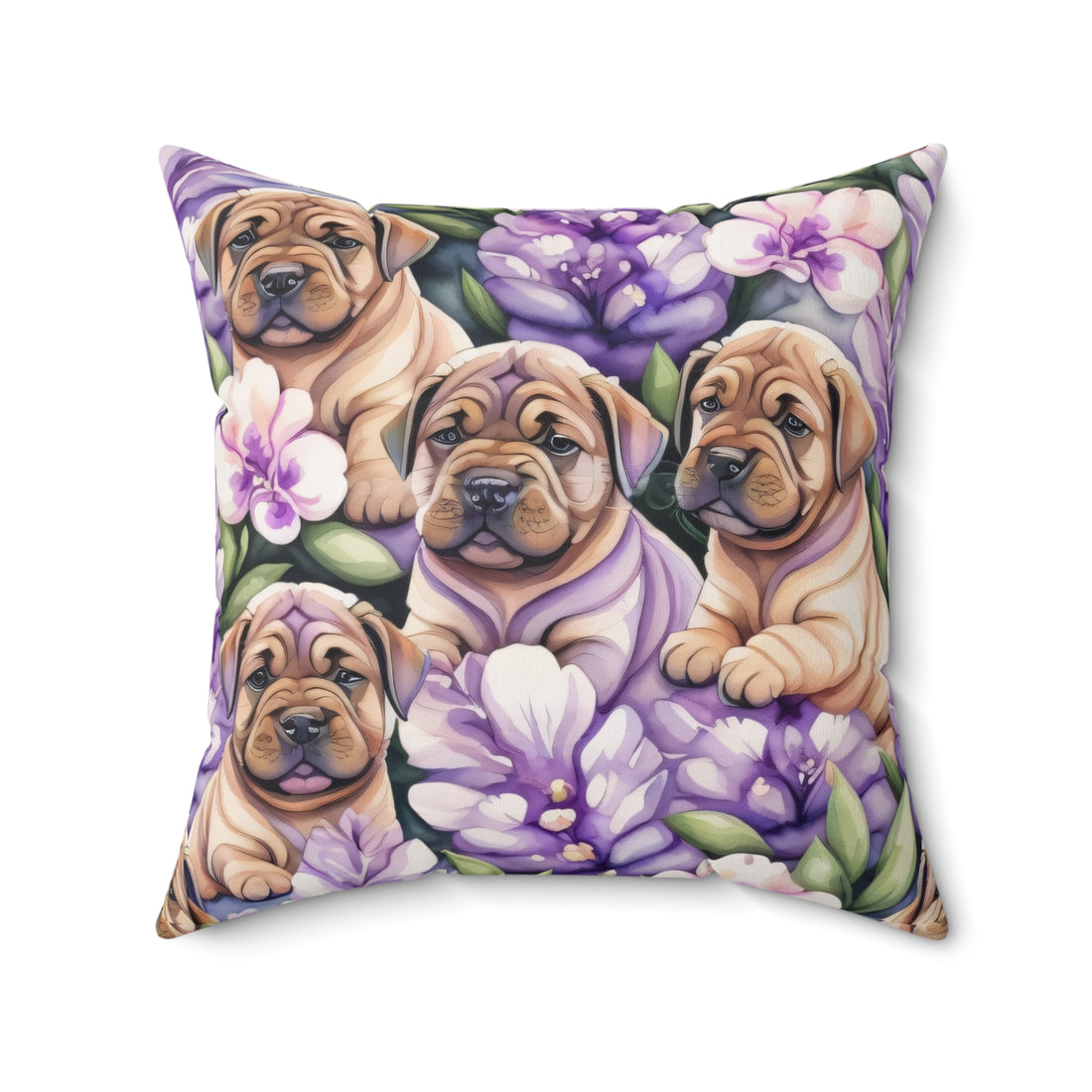 Shar-Pei Amidst Lilac Splendor Square Pillow