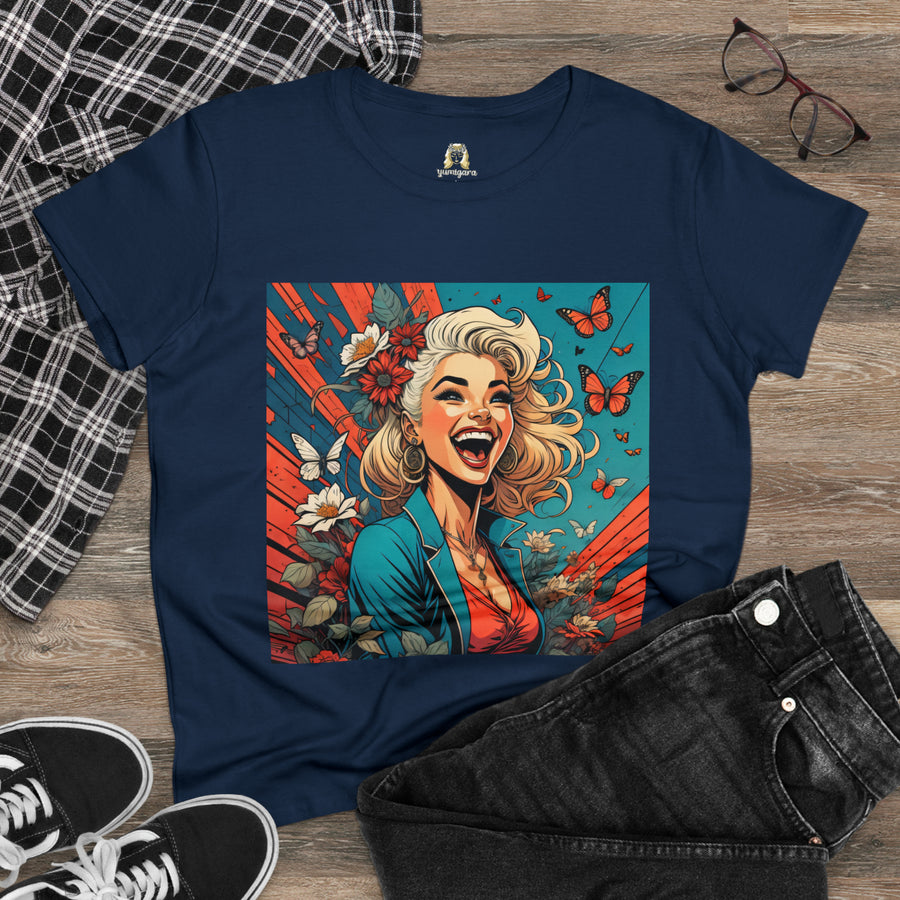 Happiness Laughter and Butterflies Marilyn Women's Midweight Cotton Tee