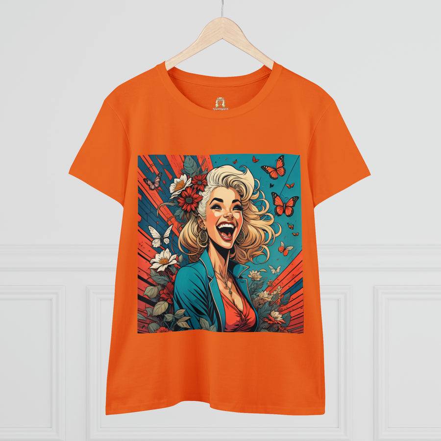 Happiness Laughter and Butterflies Marilyn Women's Midweight Cotton Tee