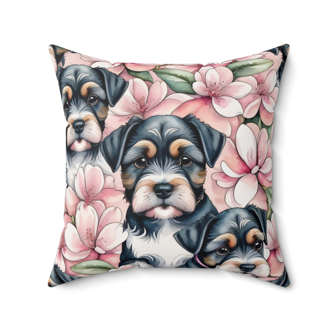 Sakura Schnauzer Magnolia Spun Polyester Square Pillow