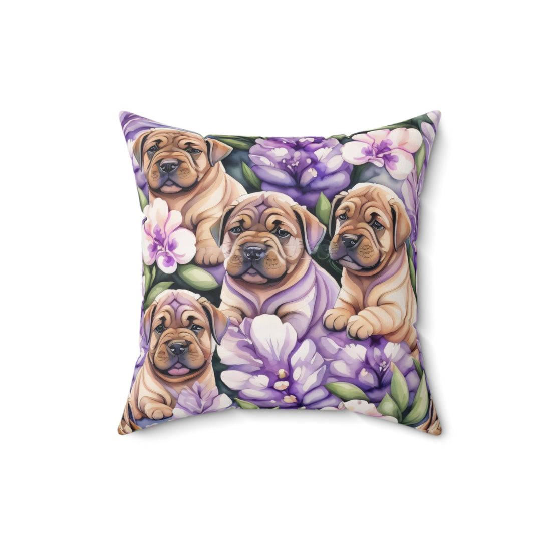 Shar-Pei Amidst Lilac Splendor Square Pillow