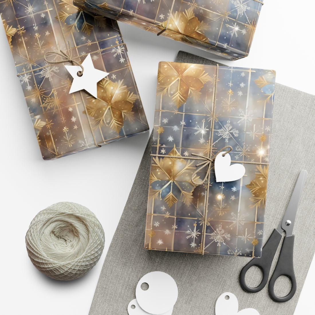 Glamorous Golden Snowflakes Wrap Papers