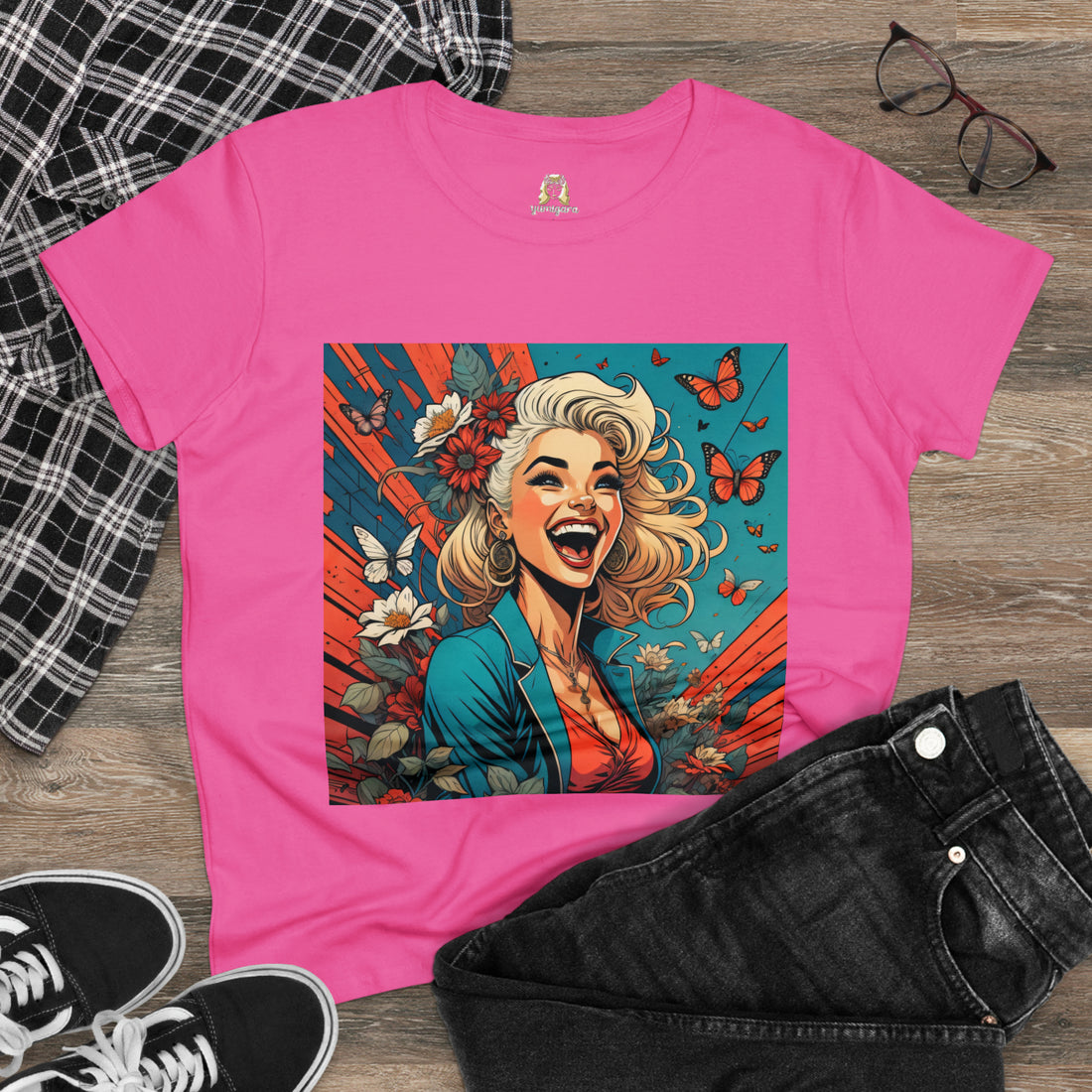 Happiness Laughter and Butterflies Marilyn Women's Midweight Cotton Tee