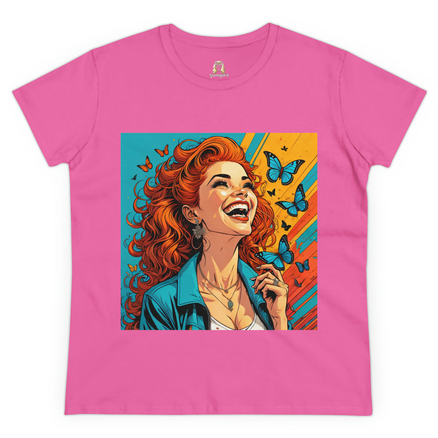 Happiness Laughter and Butterflies Jeanie Women's Midweight Cotton Tee