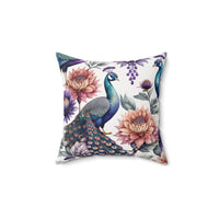 Peacock Elegance Dahlia Throw Pillow Spun Polyester Square Pillow