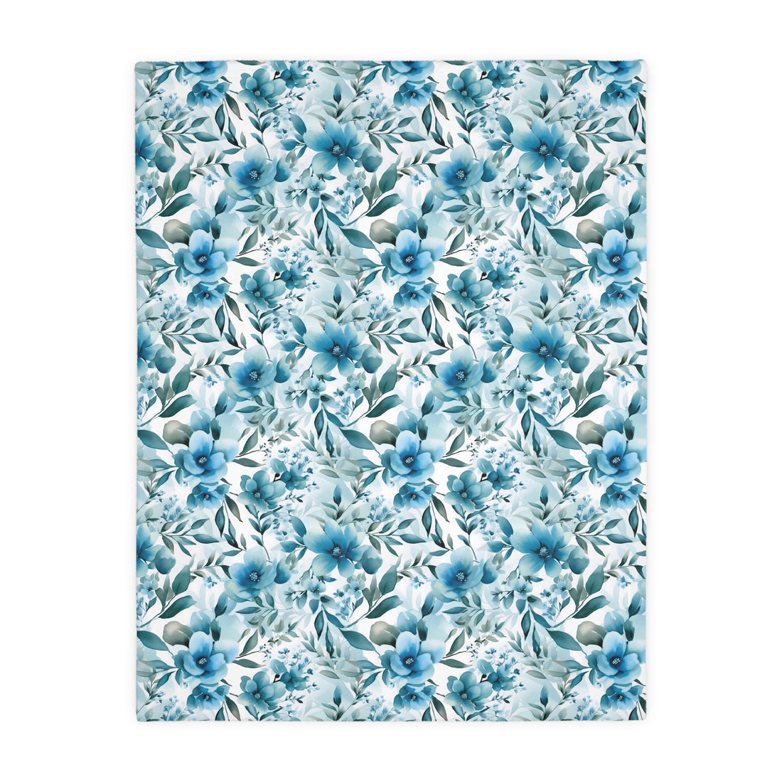 Floral Blue Velveteen Reversible Blanket