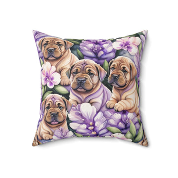 Shar-Pei Amidst Lilac Splendor Square Pillow