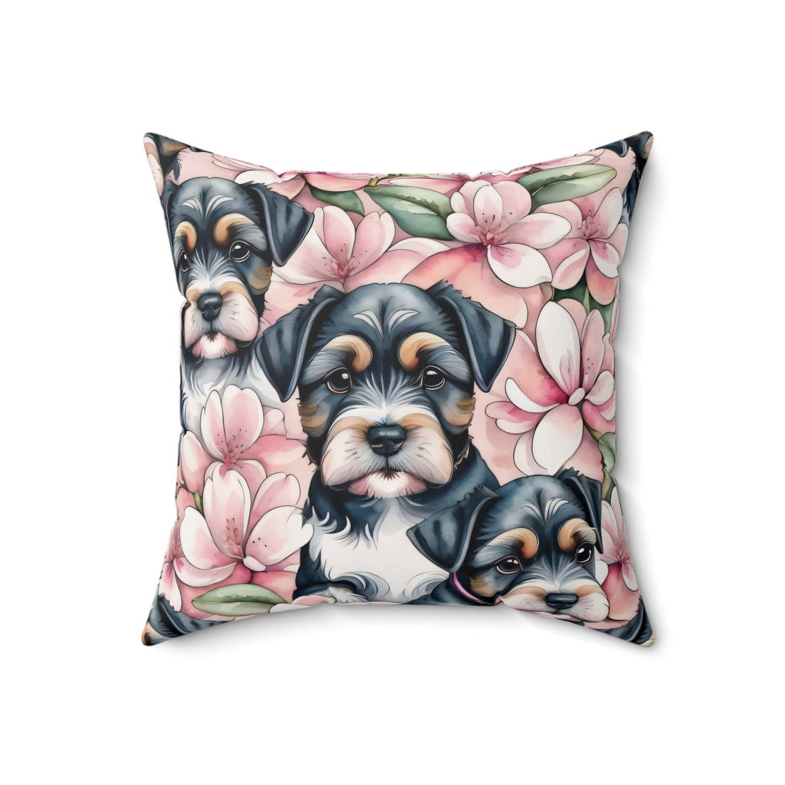 Sakura Schnauzer Magnolia Spun Polyester Square Pillow