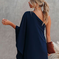 Single Shoulder Kimono Sleeve Mini Dress