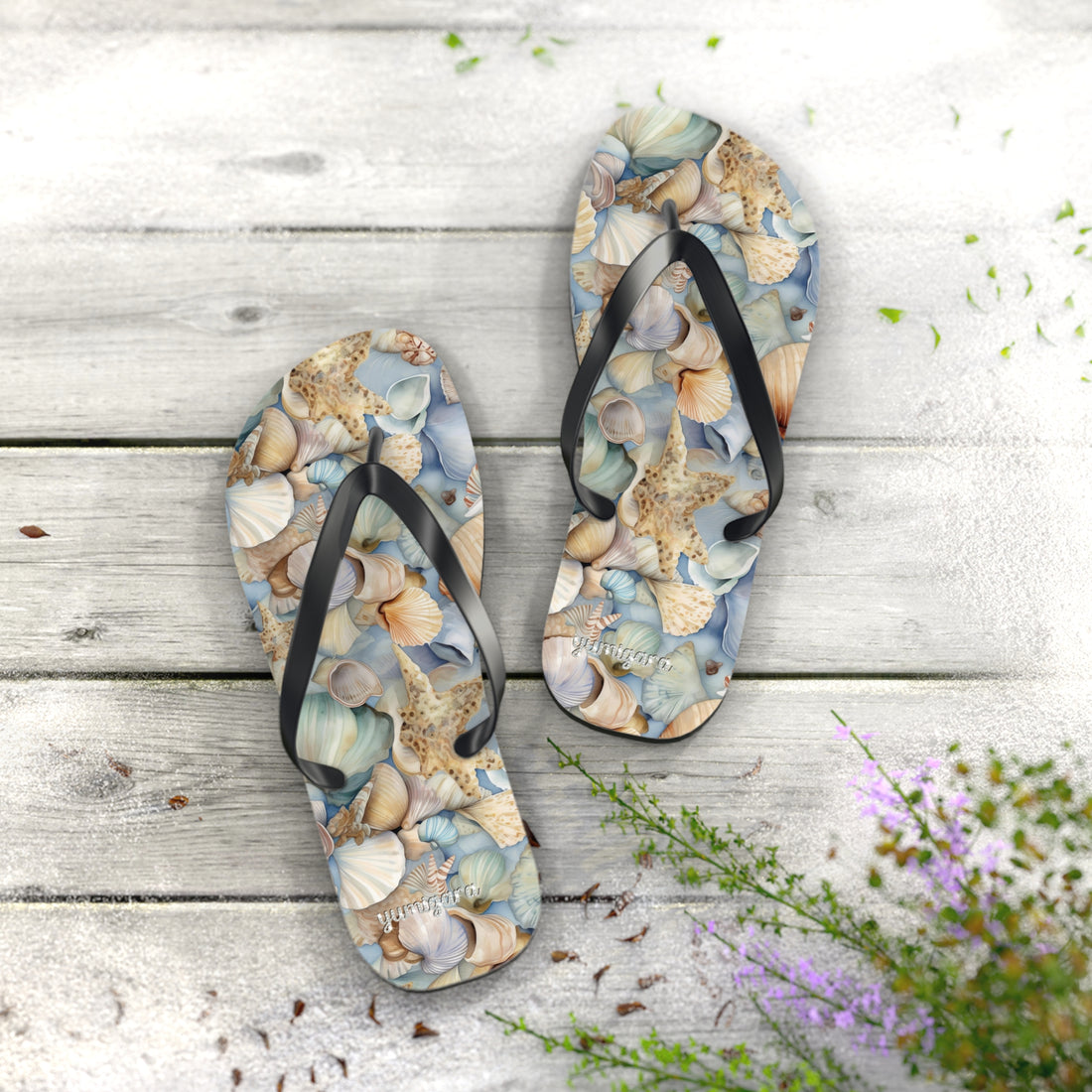 Seaside Serenity Seashell Flip-Flops: Walk in Coastal Comfort