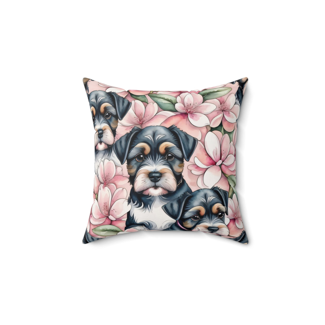 Sakura Schnauzer Magnolia Spun Polyester Square Pillow