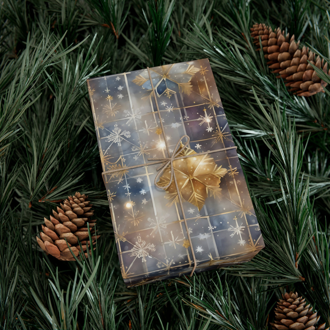 Glamorous Golden Snowflakes Wrap Papers