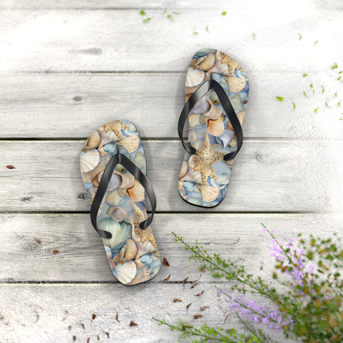 Seaside Serenity Seashell Flip-Flops: Walk in Coastal Comfort