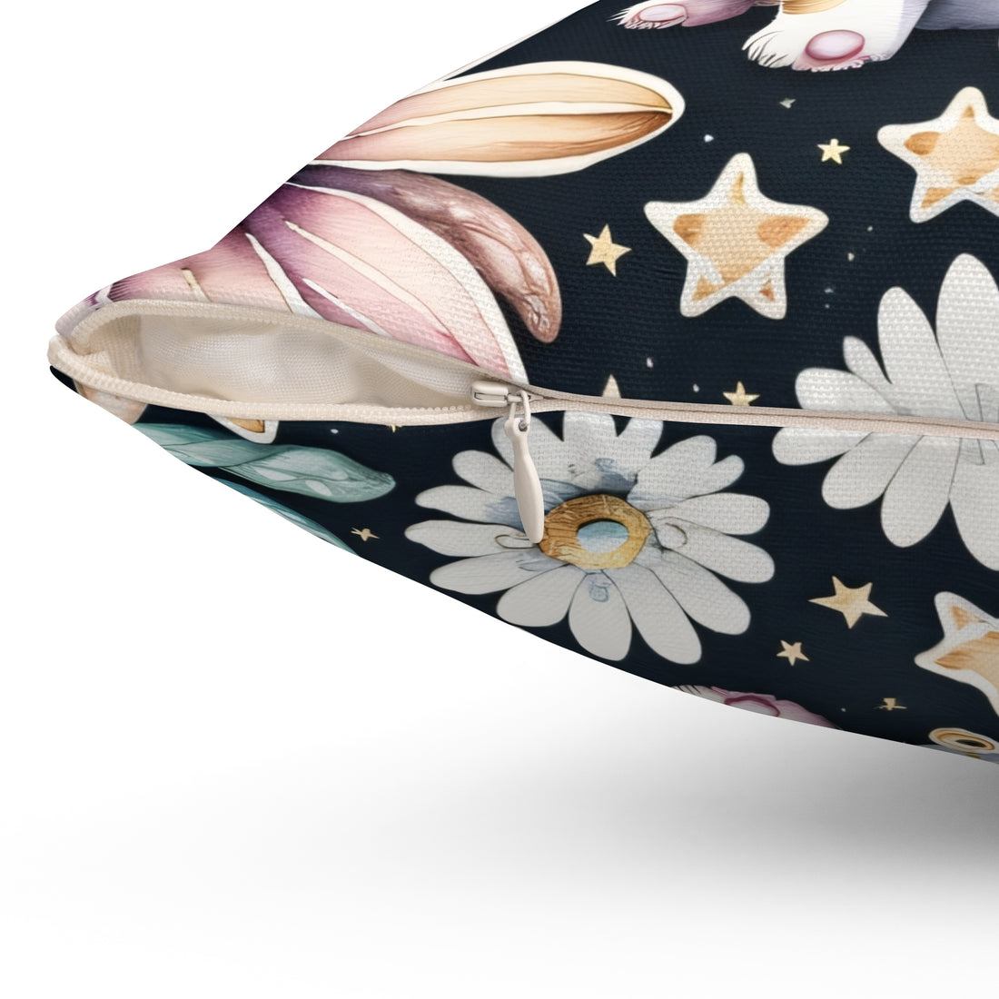Chihuahua Daisy Midnight Stars Spun Polyester Square Pillow
