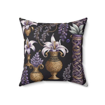 Lila Midnight Flora Spun Polyester Square Pillow