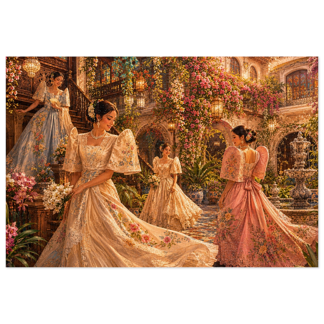 Filipiniana Courtyard Promenade Jigsaw Puzzle with Tin (252, 500, 1000 pieces)