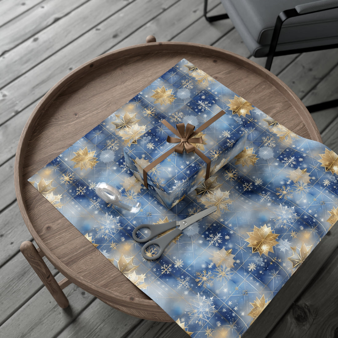 Golden Snowflake In The Sky Gift Wrap Papers