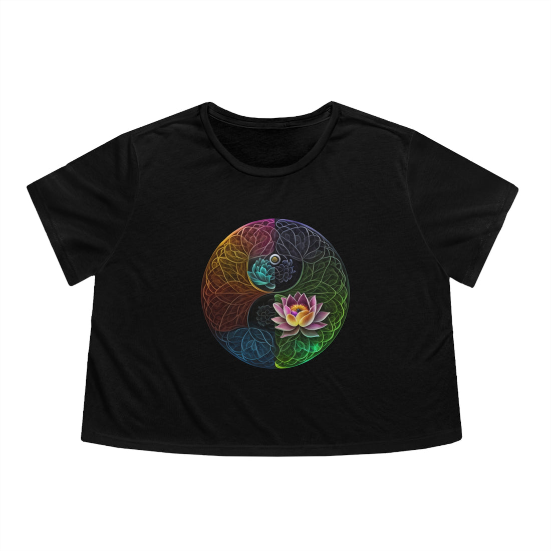 Lotus Blossom: Chakra Seed of Life Women's Flowy Cropped Tee