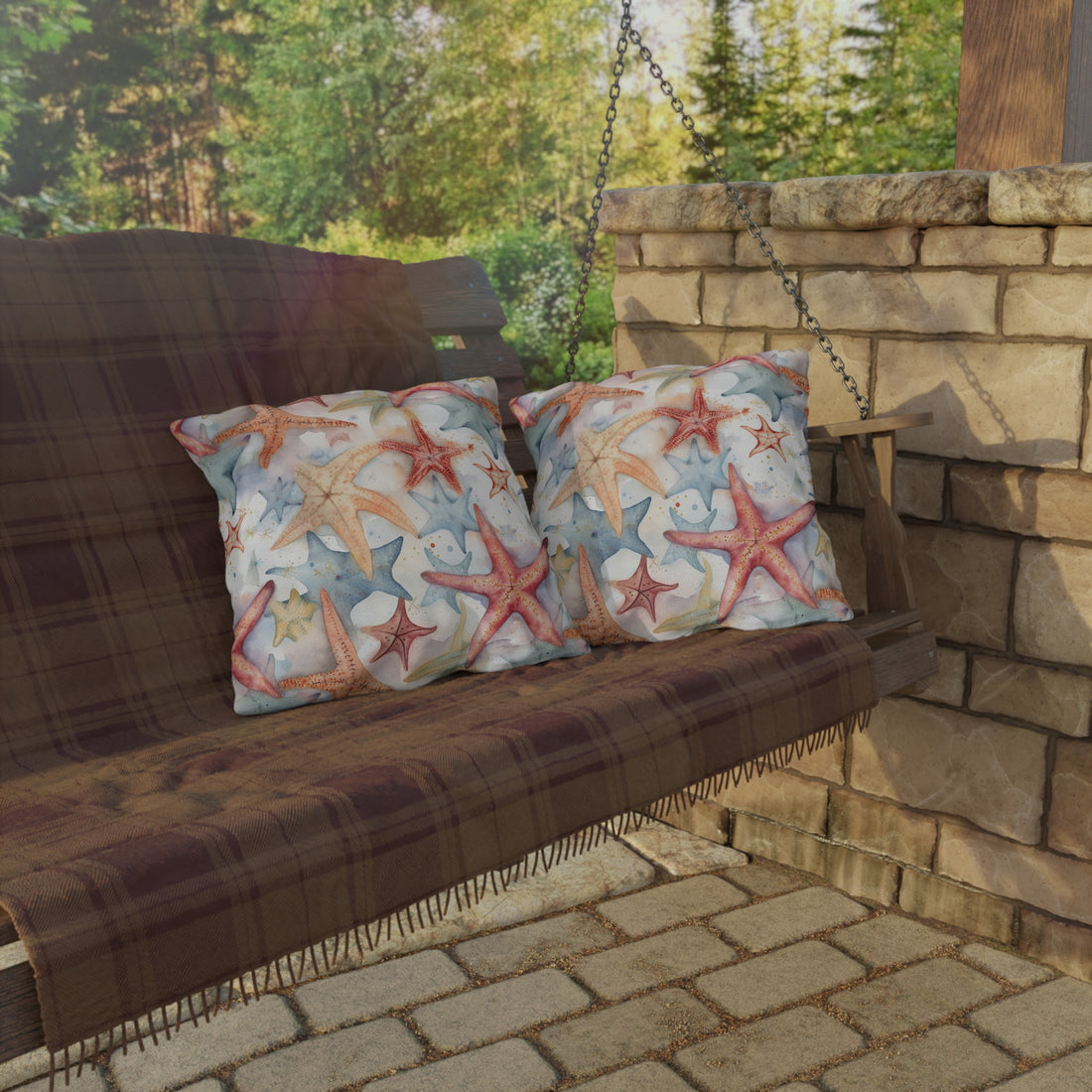 Starfish Beach Vibe Patterned Outdoor Pillows