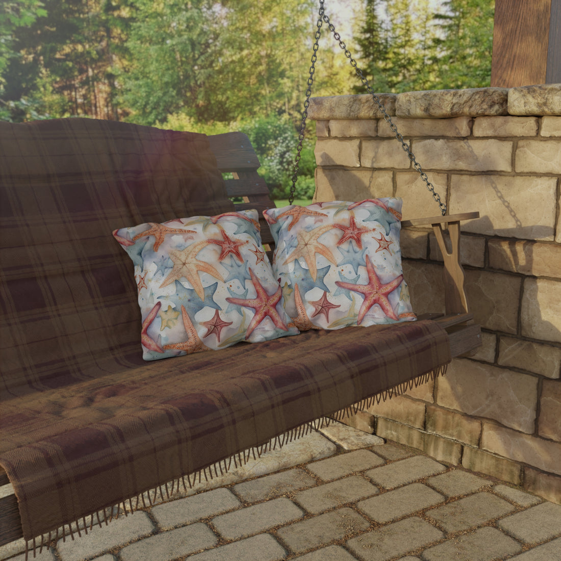 Starfish Beach Vibe Patterned Outdoor Pillows