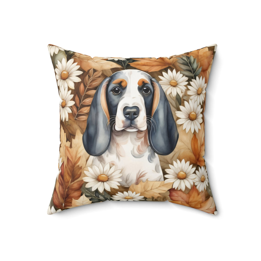 Basset Hound In The Meadow of Autumn Daisies Pillow