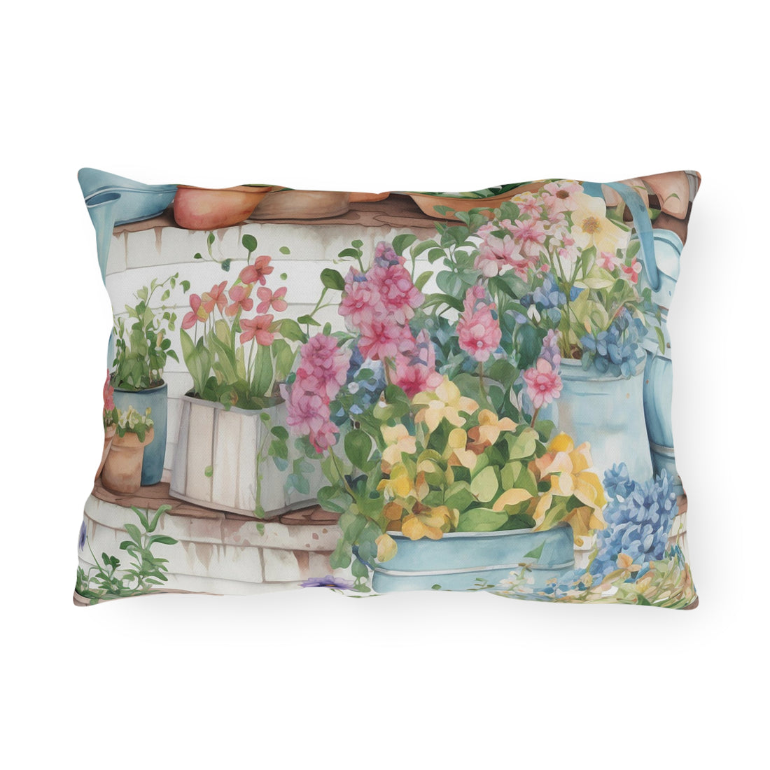 Rustic Cottage Garden With Wildflowers Outdoor Pillow