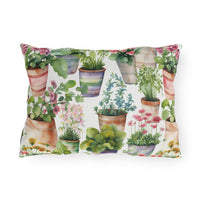 Colorful Flower Planters Patterned Outdoor Pillows