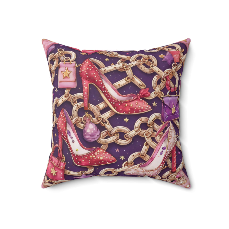 Yumigara Throw PIllow with Stilleto Heels and Small Purse Key Chains