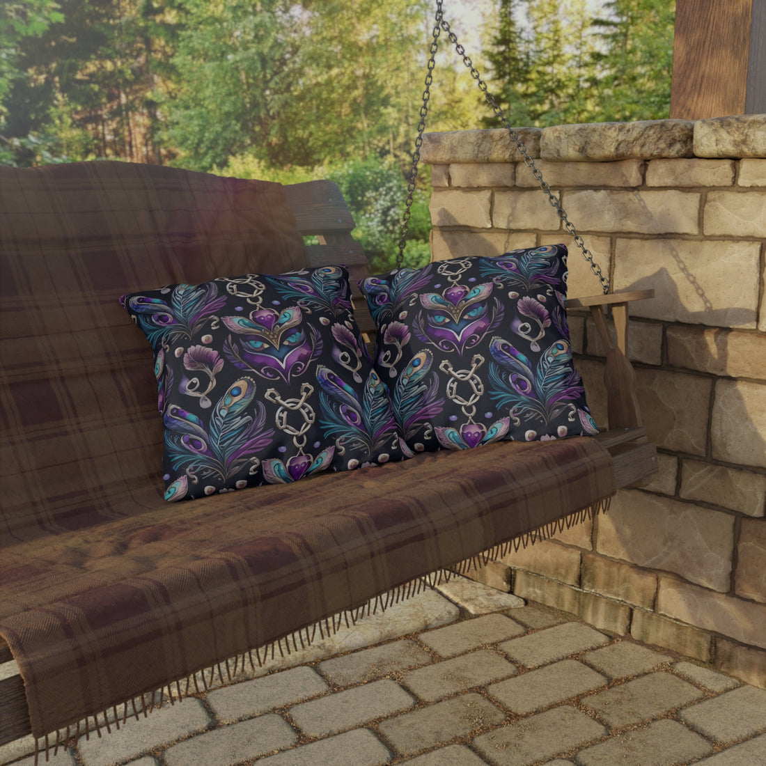 Midnight Masquerade Outdoor Pillows