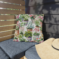 Colorful Flower Planters Patterned Outdoor Pillows