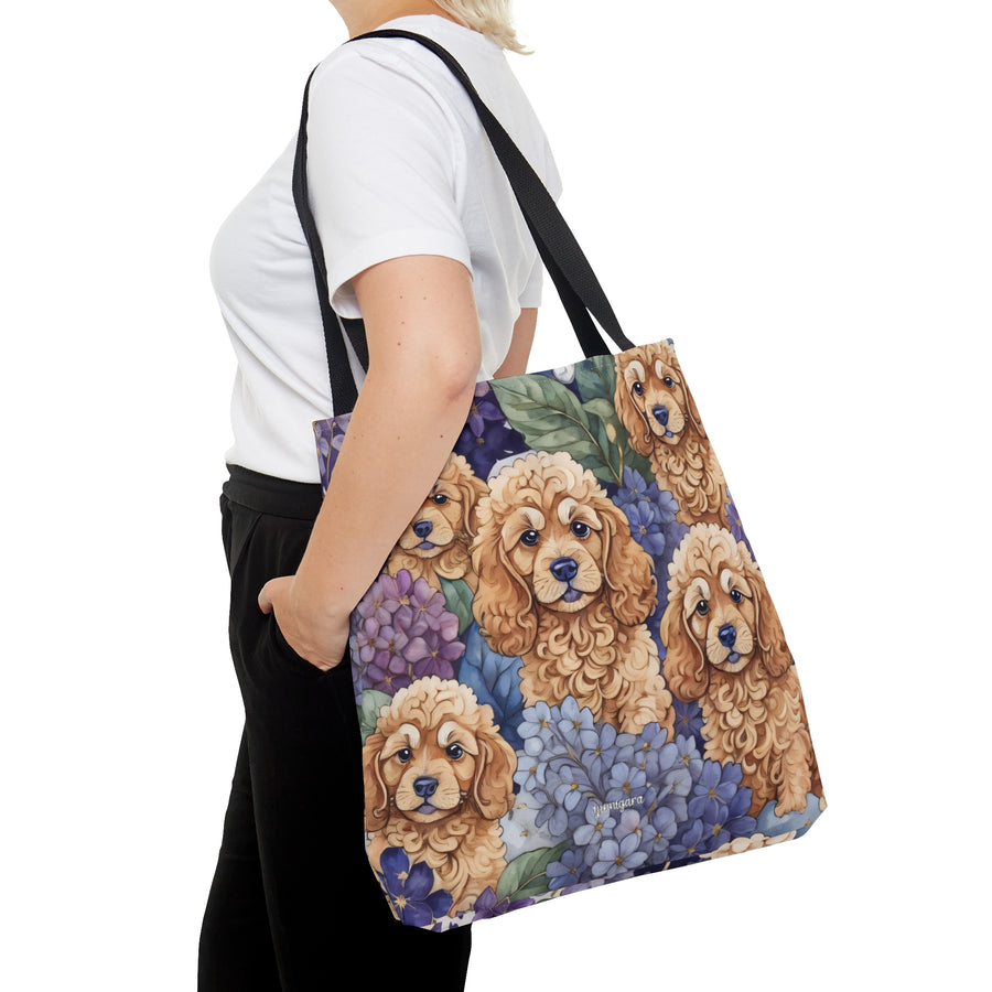 Goldendoodle Hydrangea Peek-a-Boo Tote Bag