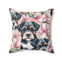 Sakura Schnauzer Magnolia Spun Polyester Square Pillow