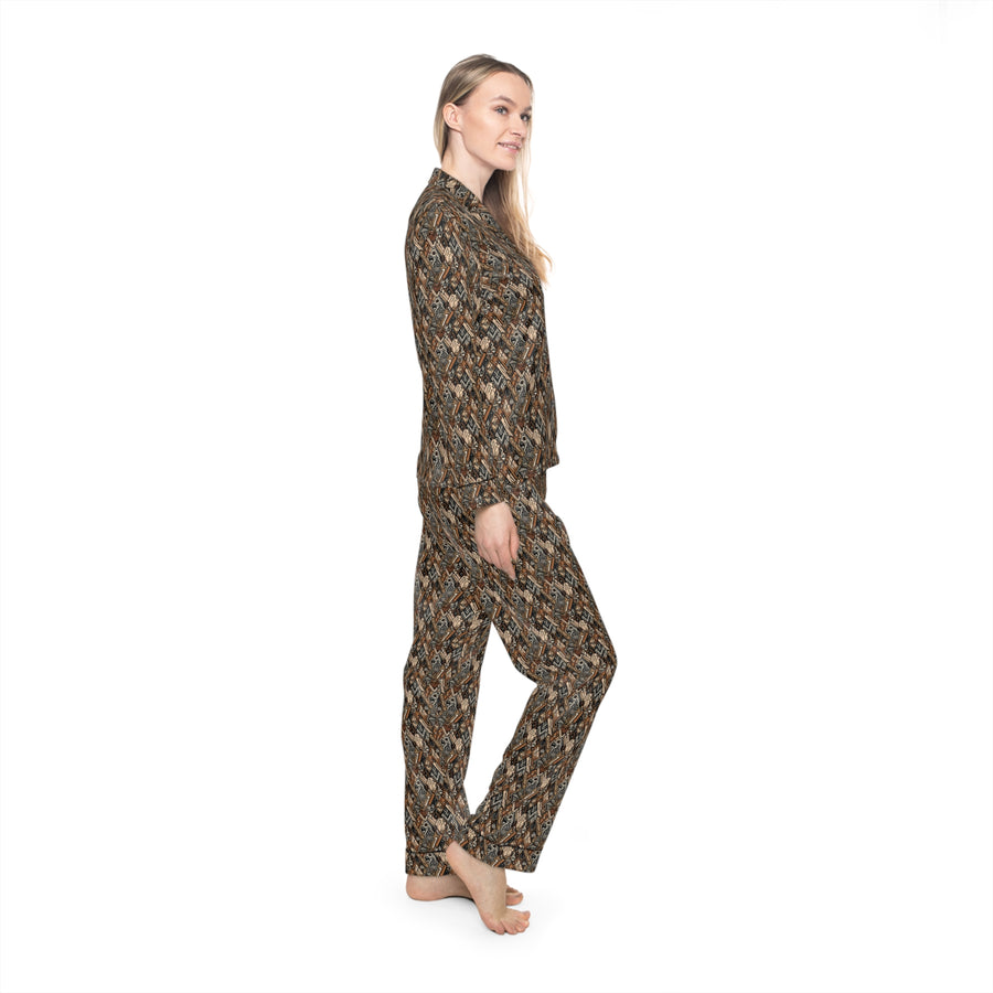 Solid Ground Women's Luxury Satin Pajamas (AOP)