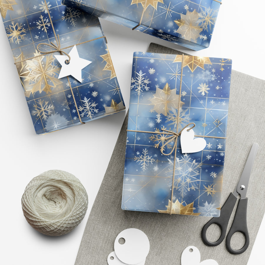 Golden Snowflake In The Sky Gift Wrap Papers