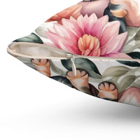 Dahlias and Dachshunds Polyester Square Pillow