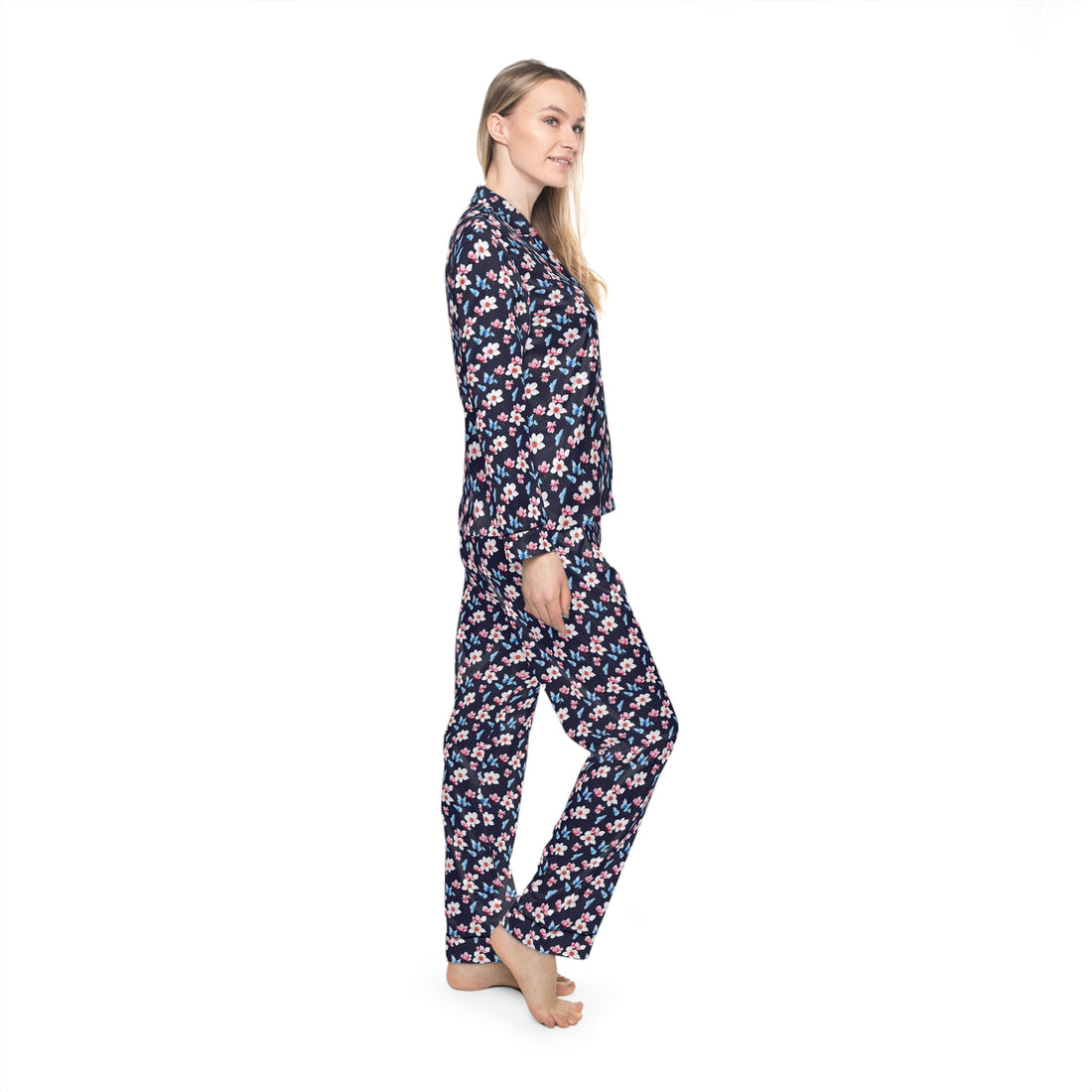 Cherry and Magnolia Bloom Women's Luxury Satin Pajamas (AOP)