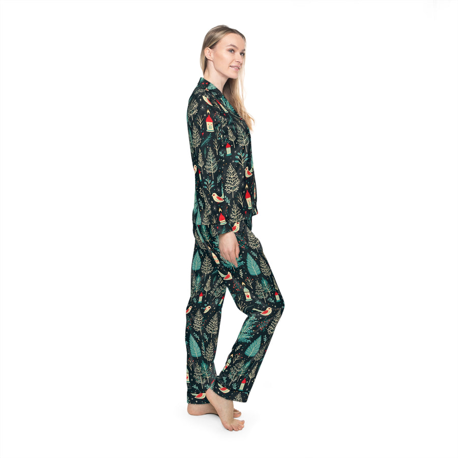 Holiday Tweets Women's Luxury Satin Pajamas
