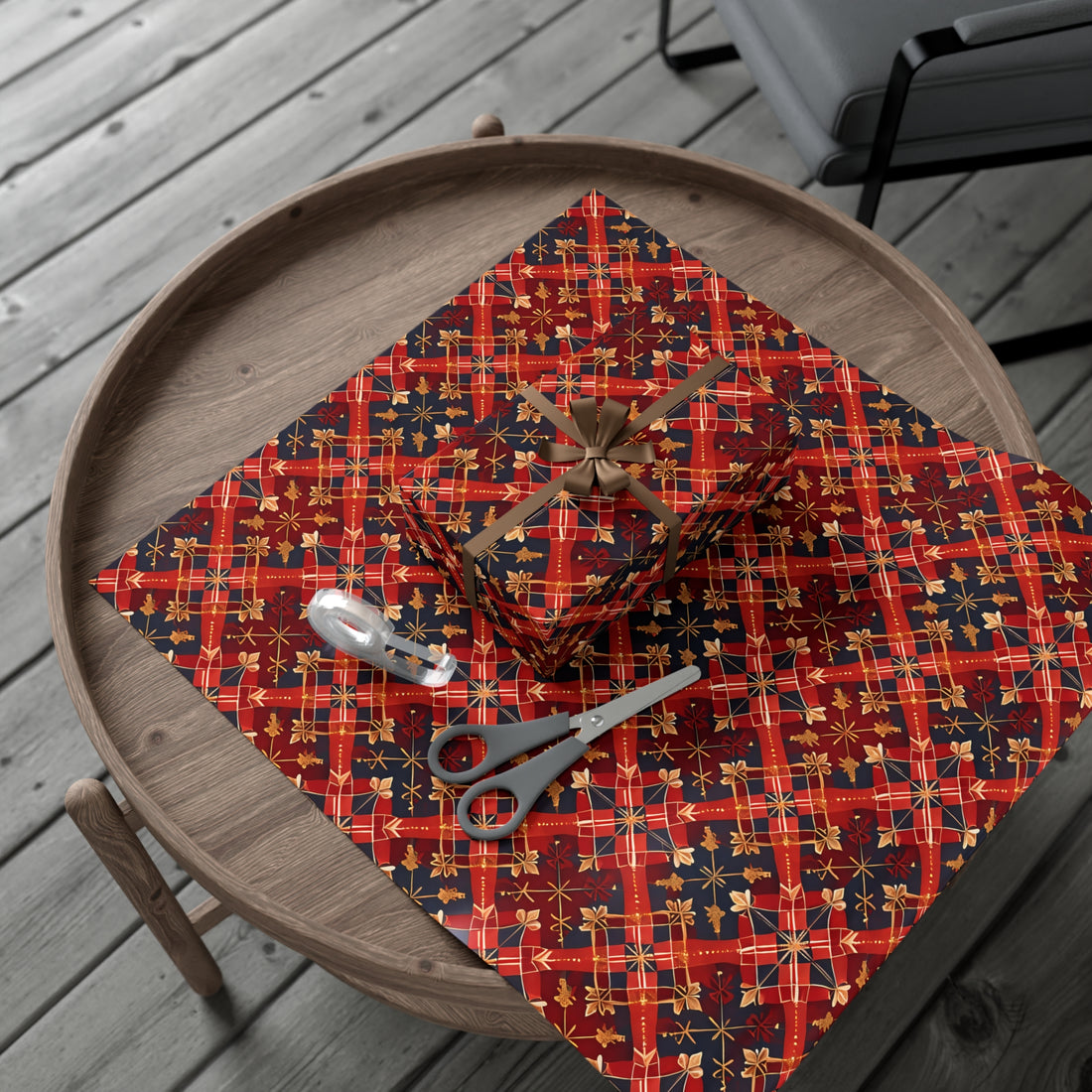Ethnic Red Gold Gift Wrap Papers