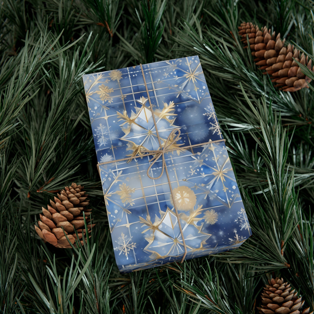 Gold Blue Magical Holiday Gift Wrap Papers