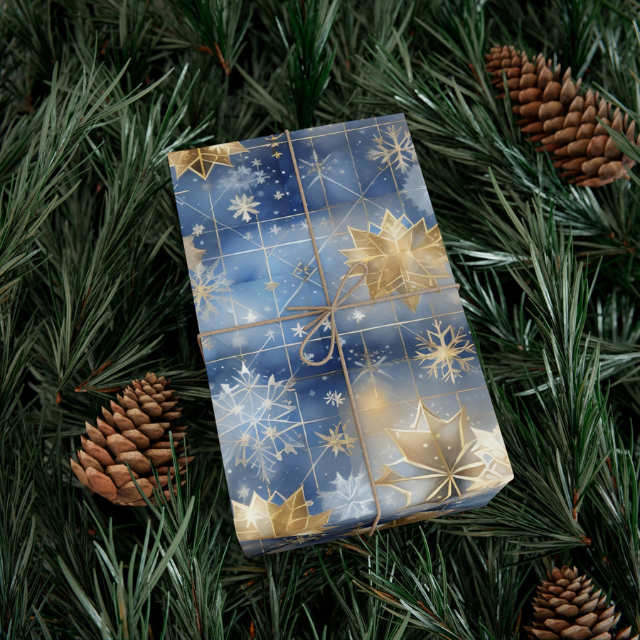 Golden Snowflake In The Sky Gift Wrap Papers