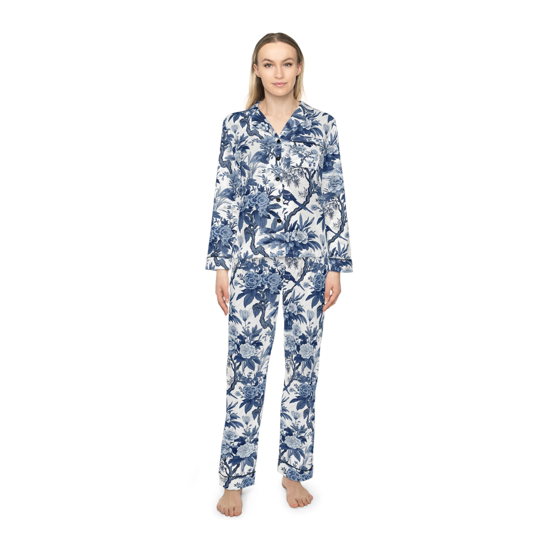 Oriental Flora Women's Luxury Satin Pajamas (AOP)