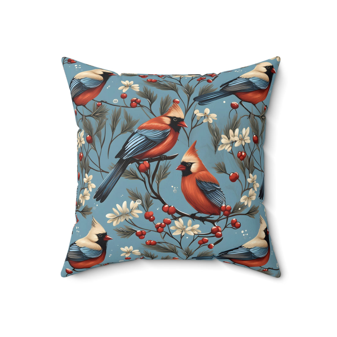 Waltz of The Cardinals Holiday Square Pillow