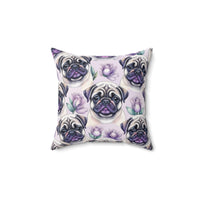 Lilac Pug Spun Polyester Square Pillow